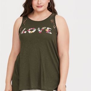 Torrid Olive Lace Love Classic Fit Tank